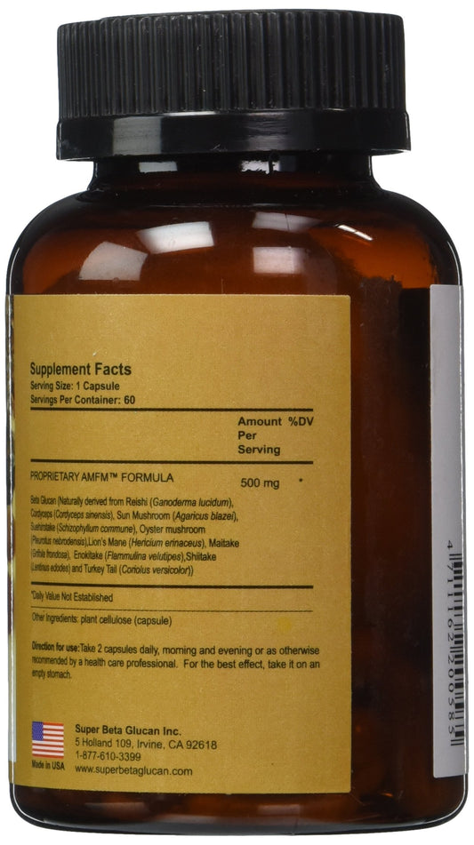Mycelium Pro capsules closeup showing 500 mg vegetarian capsules for immune support