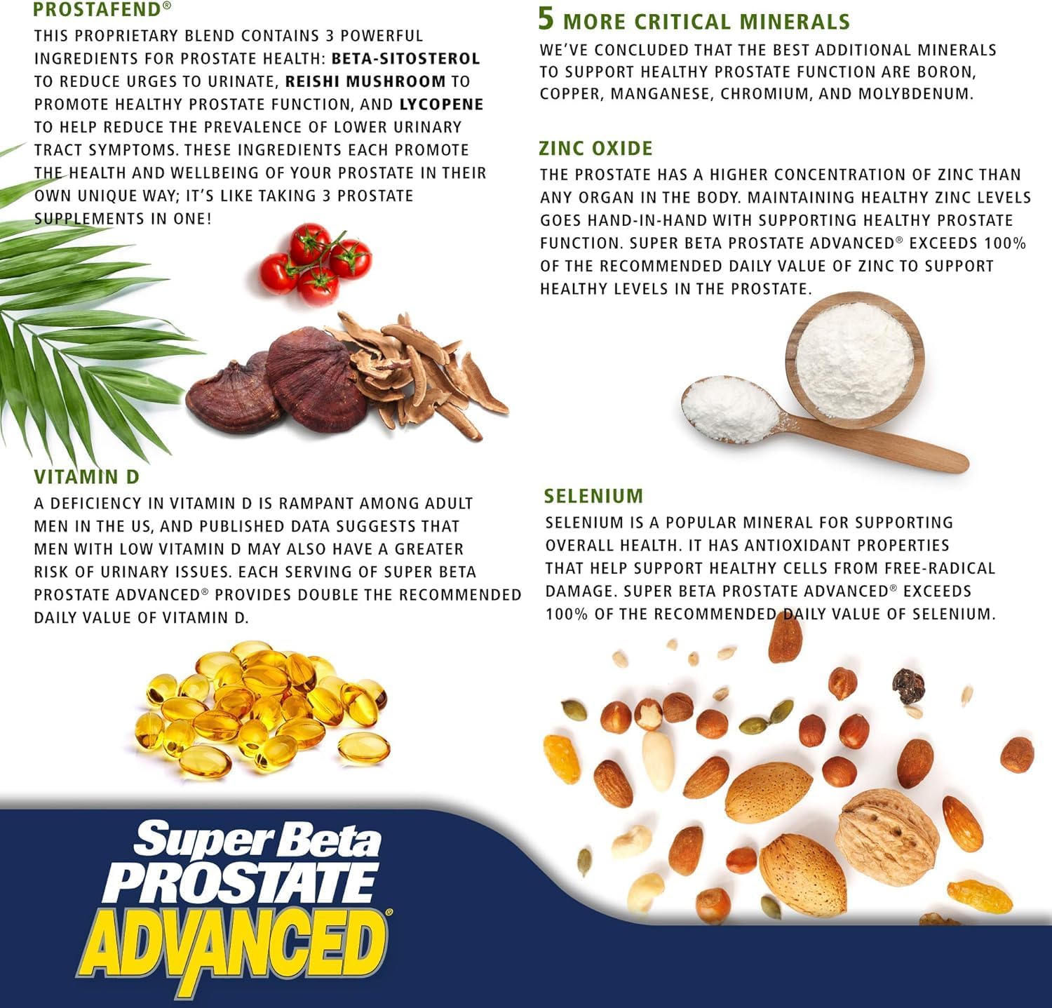 SUPER BETA PROSTATE Advanced ingredients label emphasizes a quality formula.