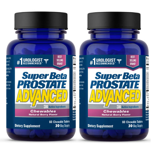 SUPER BETA PROSTATE Advanced chewables bottle, convenient daily support.