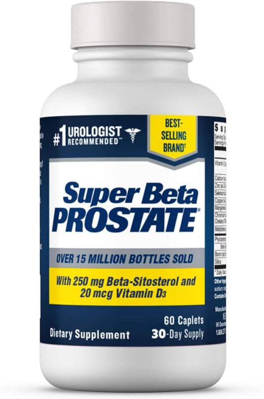 Super Beta Prostate bottle being poured, supporting urinary comfort and peaceful sleep.