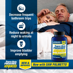 SUPER BETA PROSTATE bottle tilt shows simple dosing for men