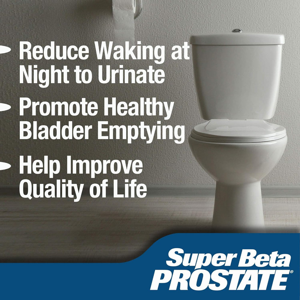 SUPER BETA PROSTATE capsules closeup highlighting beta-sitosterol for urinary support.