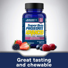 Envase de 60 masticables de SUPER BETA PROSTATE para uso diario.