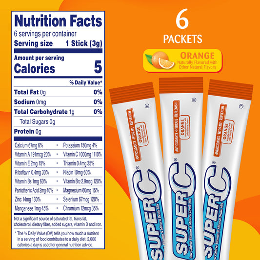 Super C orange drink case of 72 packets showing value.