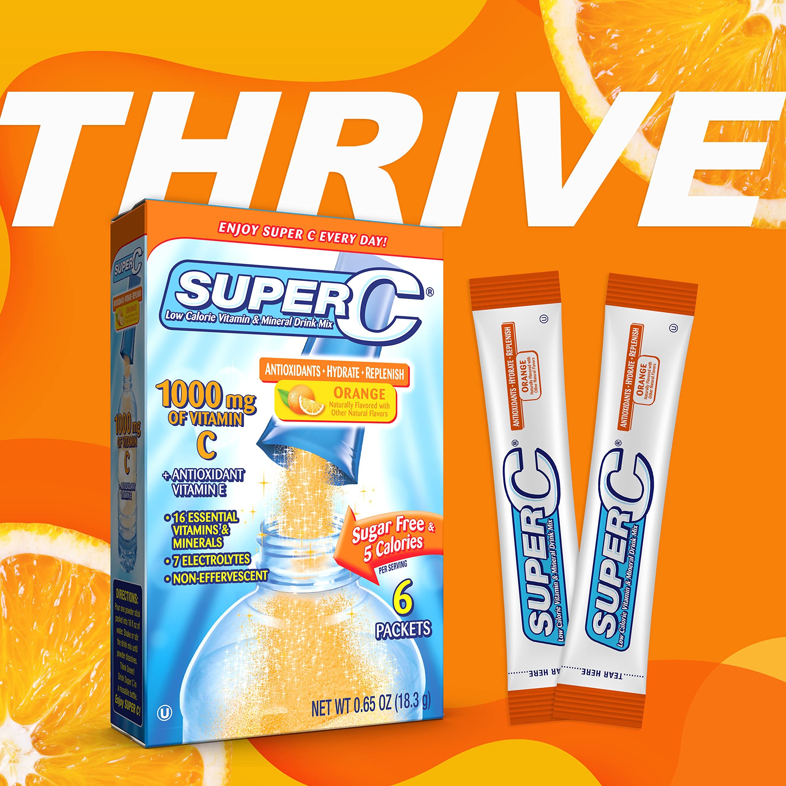 Super C orange drink being mixed in a water bottle for travel.