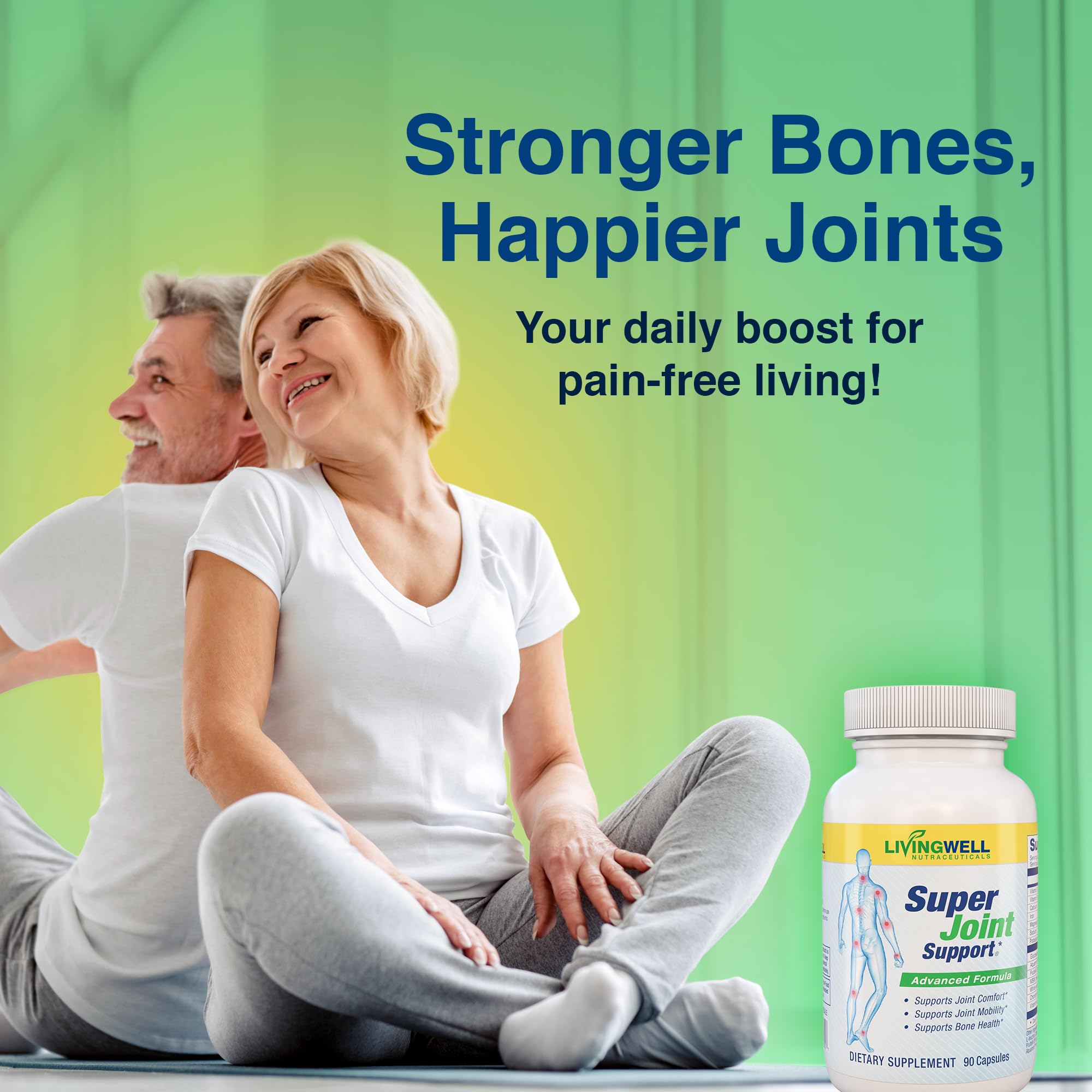 SUPER JOINT SUPPORT bottle on desk suggesting daily routine