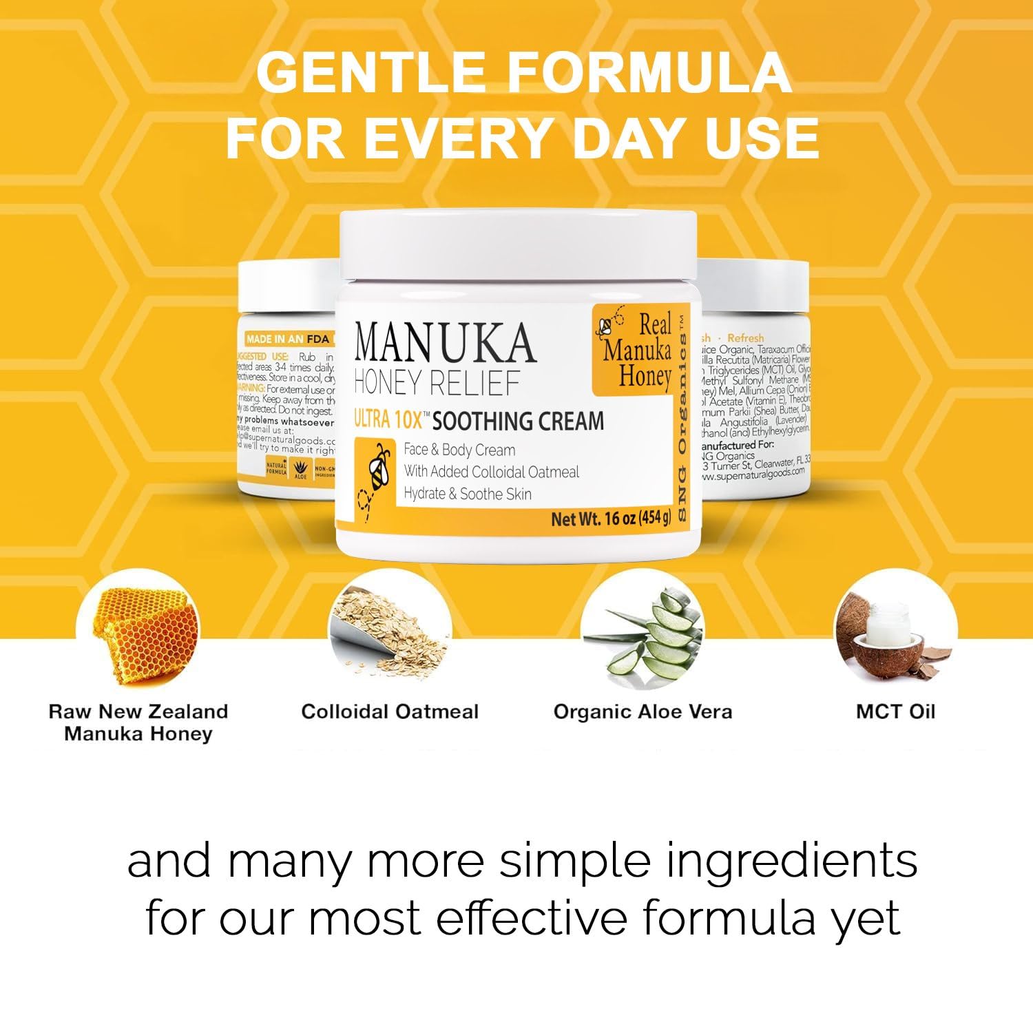 Super Natural Goods Manuka Honey Cream hand application demonstrates easy daily skin care.