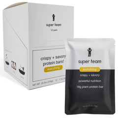 Super Team savory crispy bar Everything Bagel front-pack delivers convenient high-protein snack
