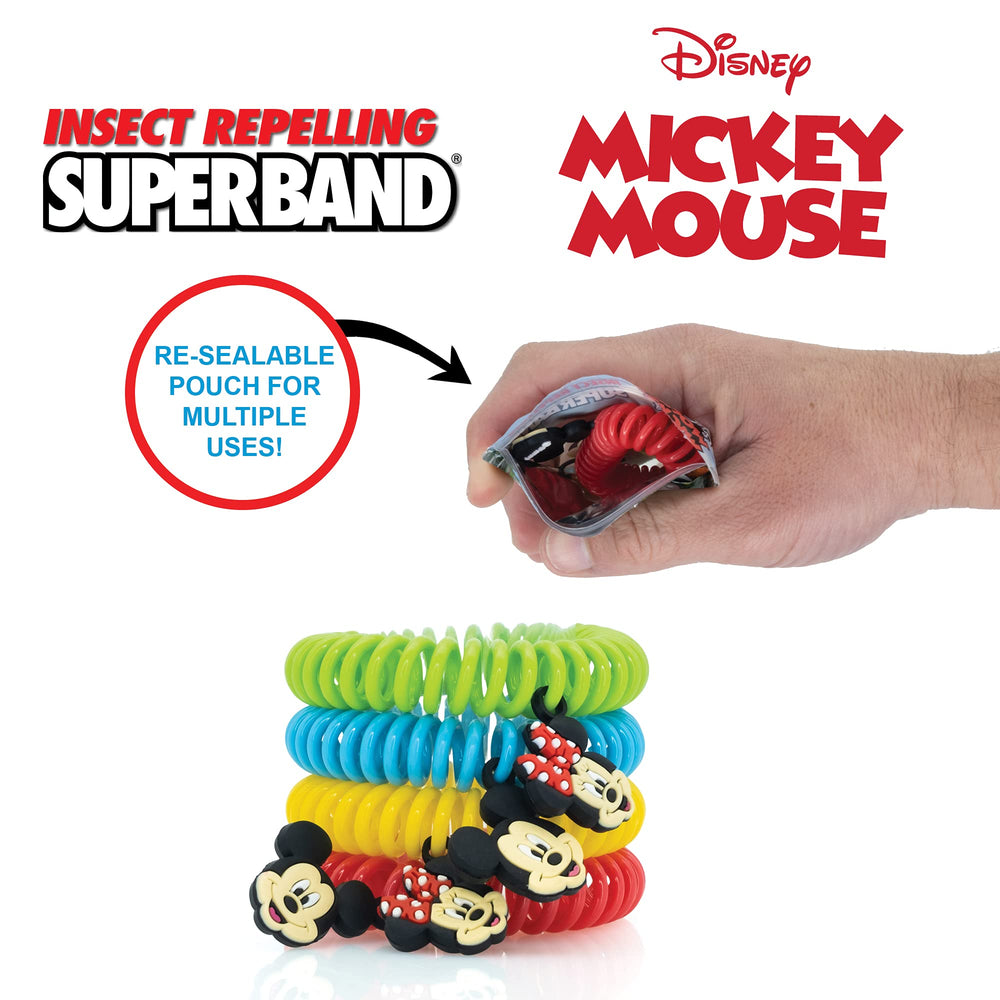 Superband Classic Disney wristband with Minnie charms, front view, ideal for family adventures.