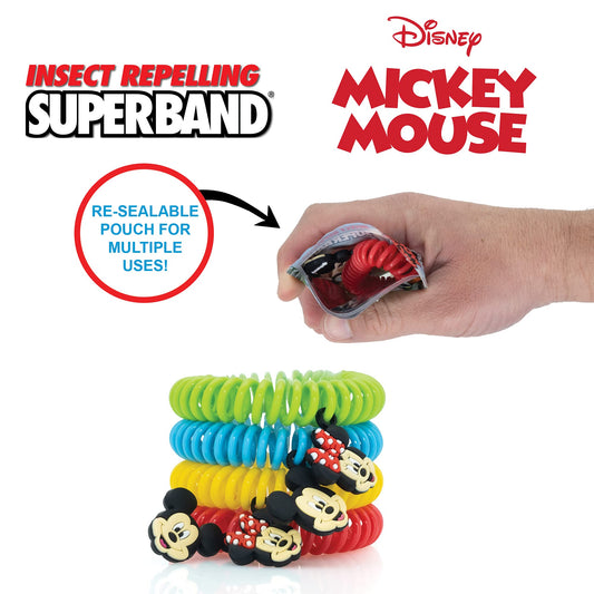Superband Classic Disney wristband with Minnie charms, front view, ideal for family adventures.