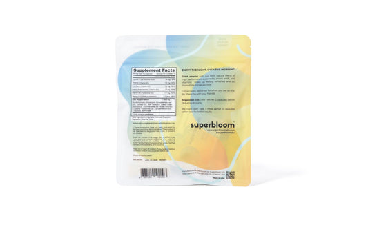 Superbloom Recovery Liver Support sachets arranged for easy sharing at a party.
