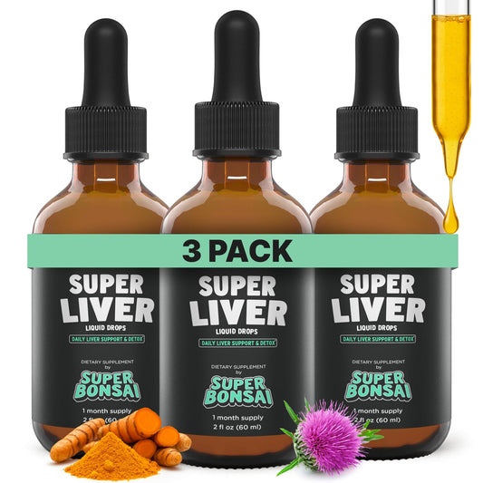 SuperBonsai Super Liver bottle with dropper for easy daily detox.