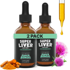 SuperBonsai Super Liver bottle with dropper for easy daily dosing and support.