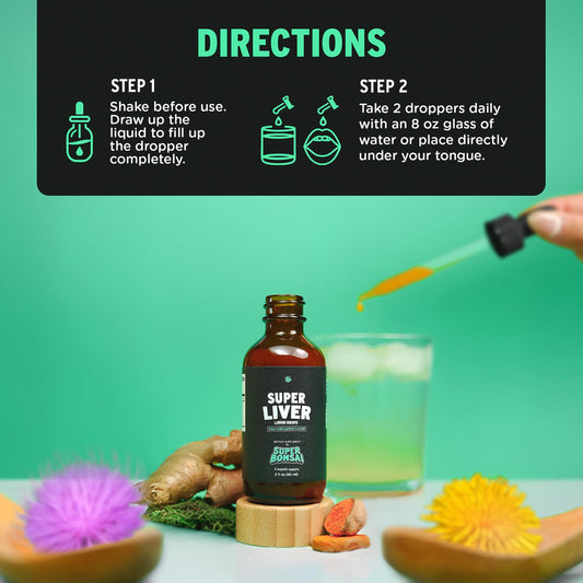 SuperBonsai Super Liver Support liquid dropper enables easy daily dosing.