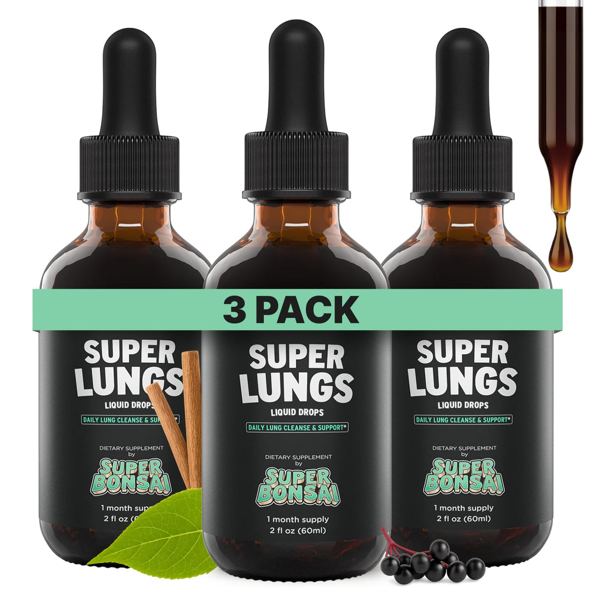 SuperBonsai Super Lungs bottle pour for easy daily respiratory support