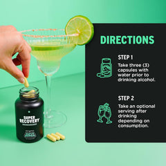 Three capsules next to a glass of water, ready before drinking.