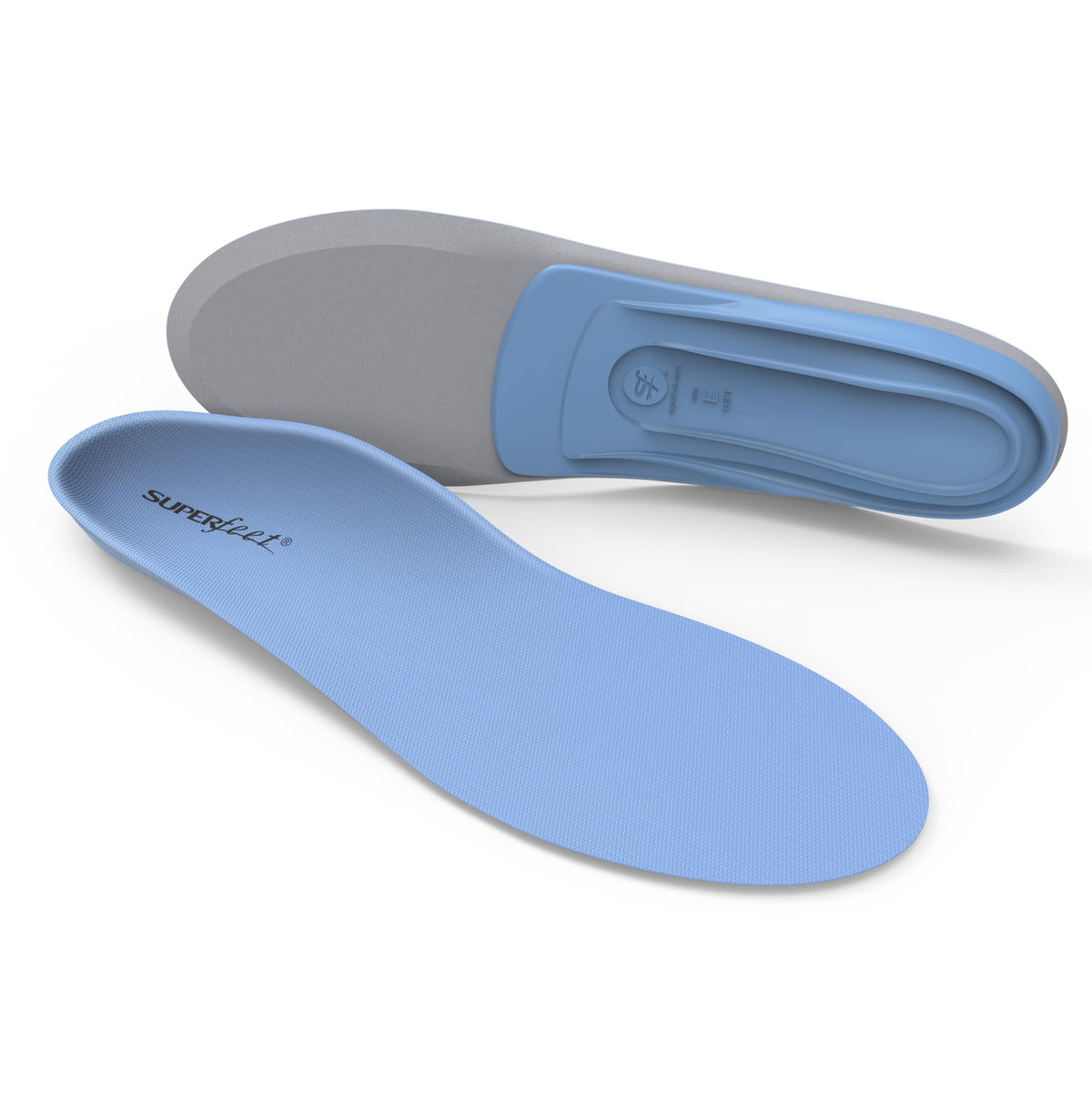 Superfeet All-Purpose Blue heel cup enhances natural shock absorption.