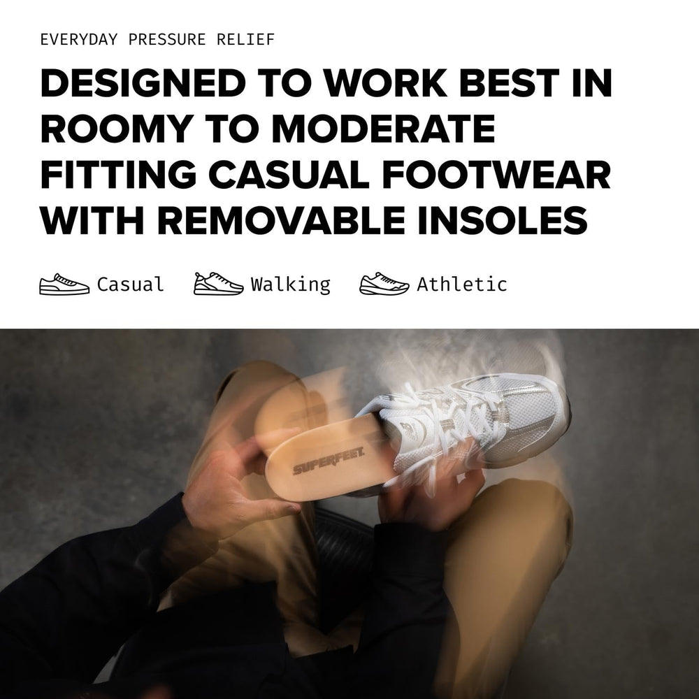 Superfeet Everyday Pressure Relief Insert worn in work shoes for extended comfort during long shifts