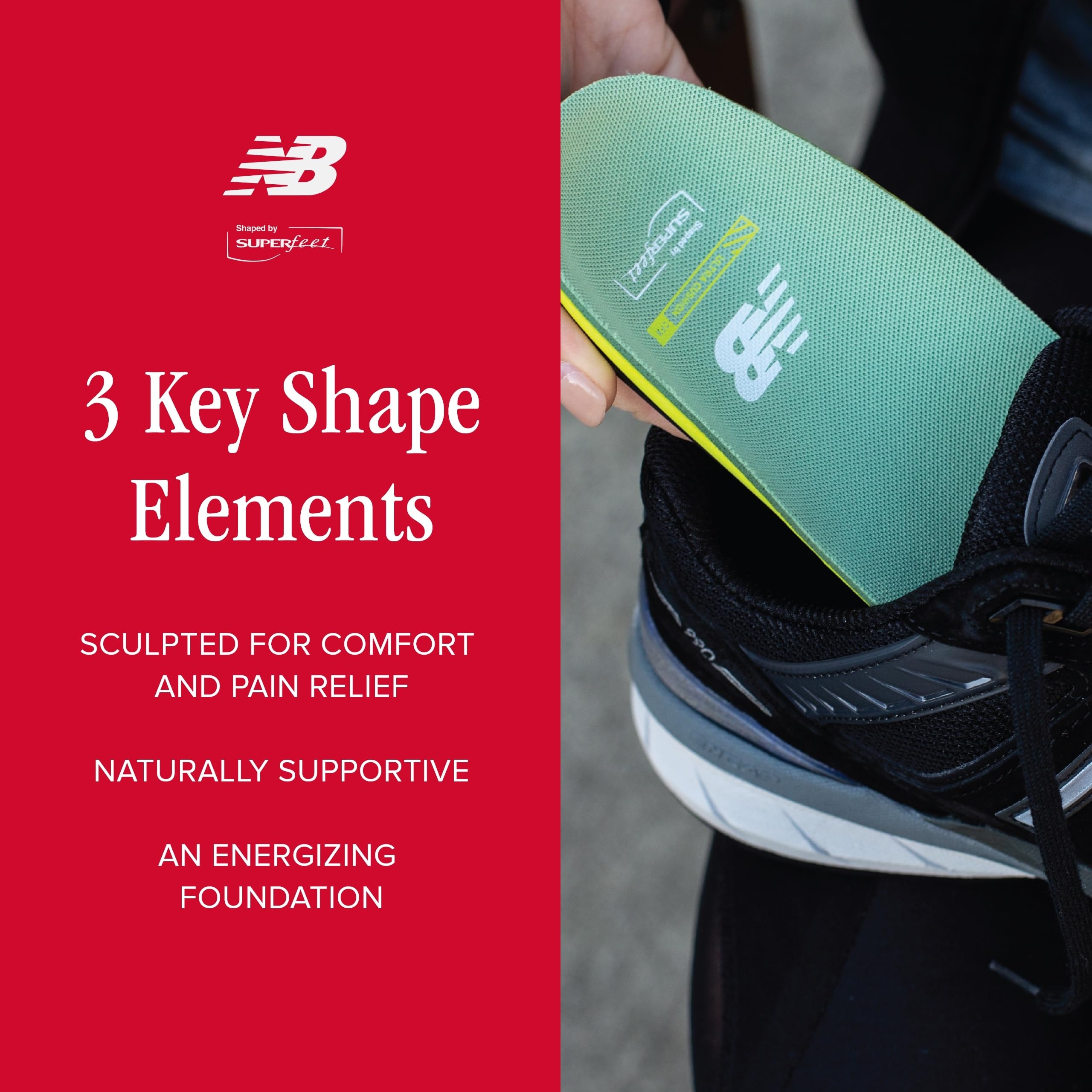 Superfeet New Balance CFX insoles shaped by Superfeet provide reliable arch support.
