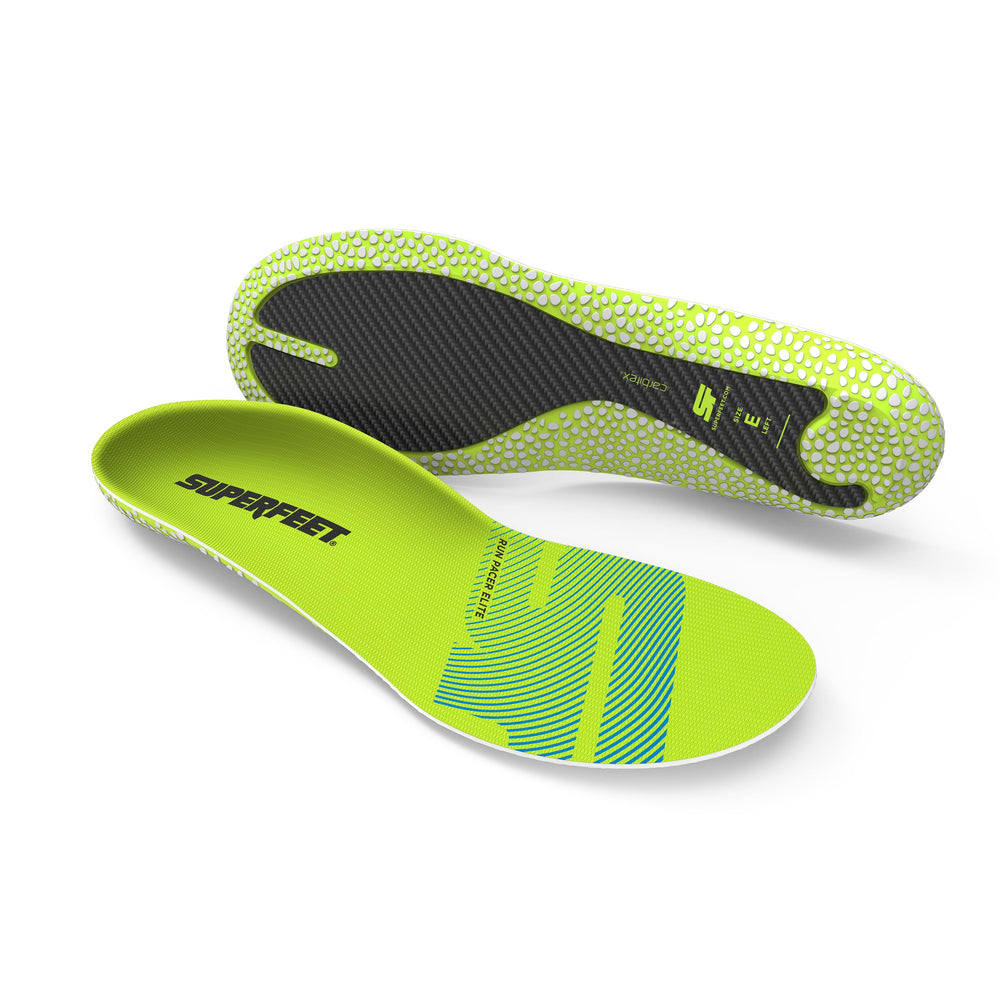Superfeet Run Pacer Elite insoles with Carbitex plate for propulsive toe-off during runs