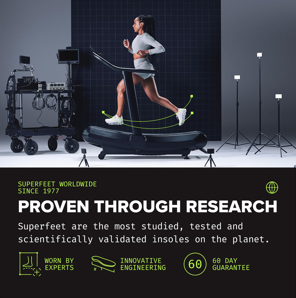 Superfeet trim-to-fit cutting-lines guide closeup for precise fitting.