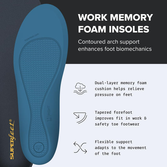 Superfeet Work Memory Foam Insole side profile showing flexible support