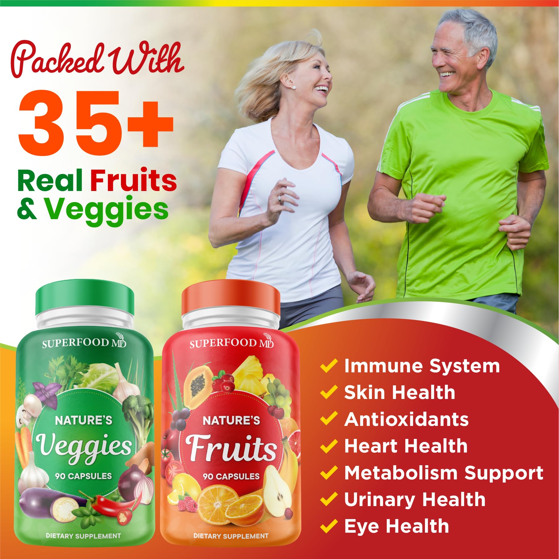 Superfood MD 180 veggie capsules closeup supports daily wellness.