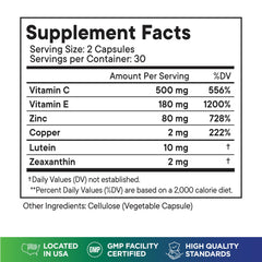 Superfood MD AREDS2 ingredients list emphasizes macular health nutrients.