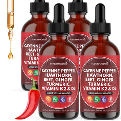 Superfood MD Cayenne Pepper Liquid Drops bottle showing spicy warmth for daily wellness