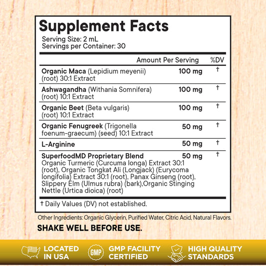 Superfood MD Dropper dispensing drops into water for easy use