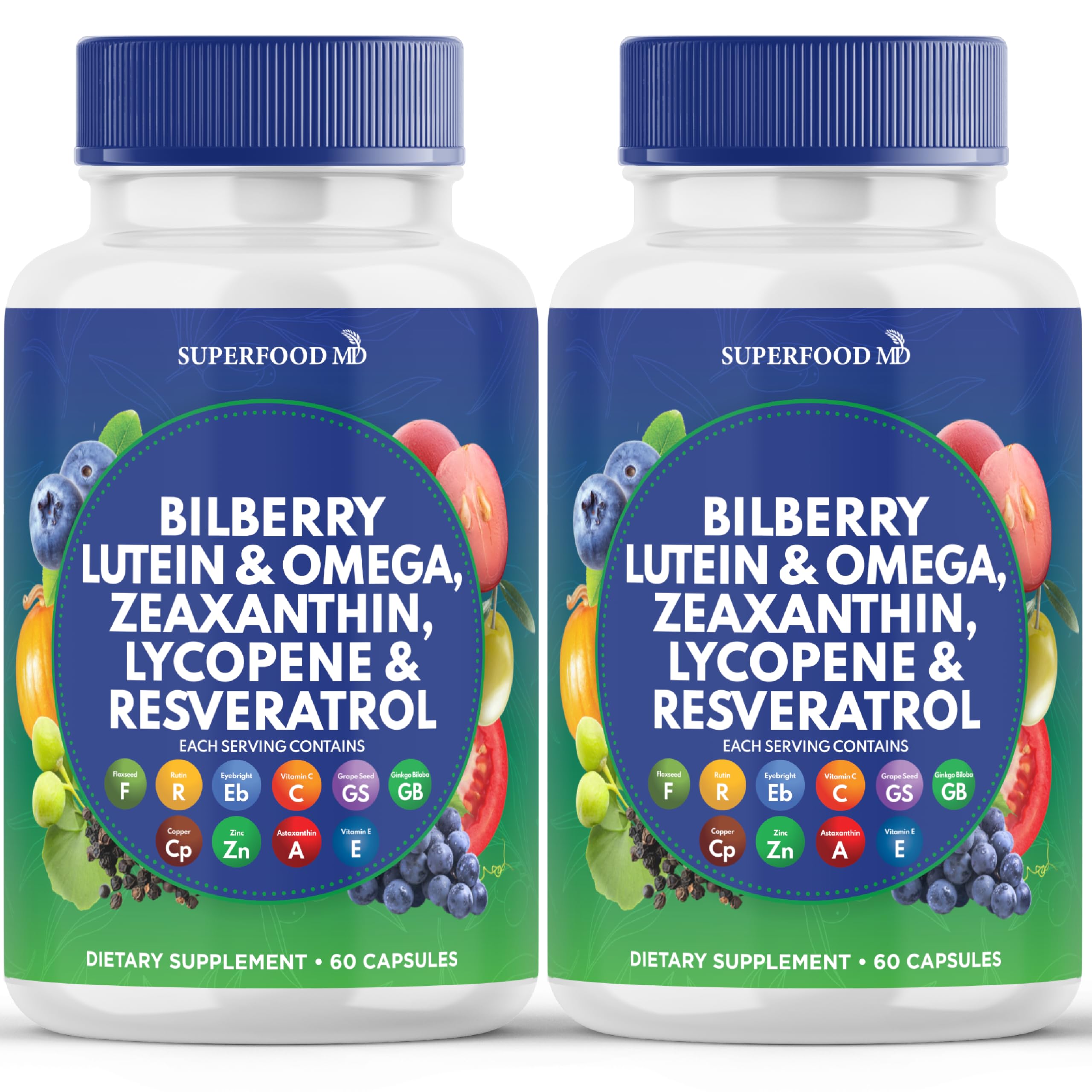 Superfood MD Eye Health bottle label with AREDS 2 formula
