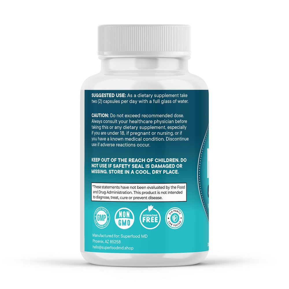 Superfood MD NAD+ liposomal capsules designed for convenient daily wellness support