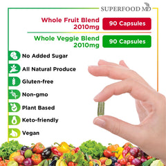 Superfood MD third-party testing seal on packaging emphasizes safety.