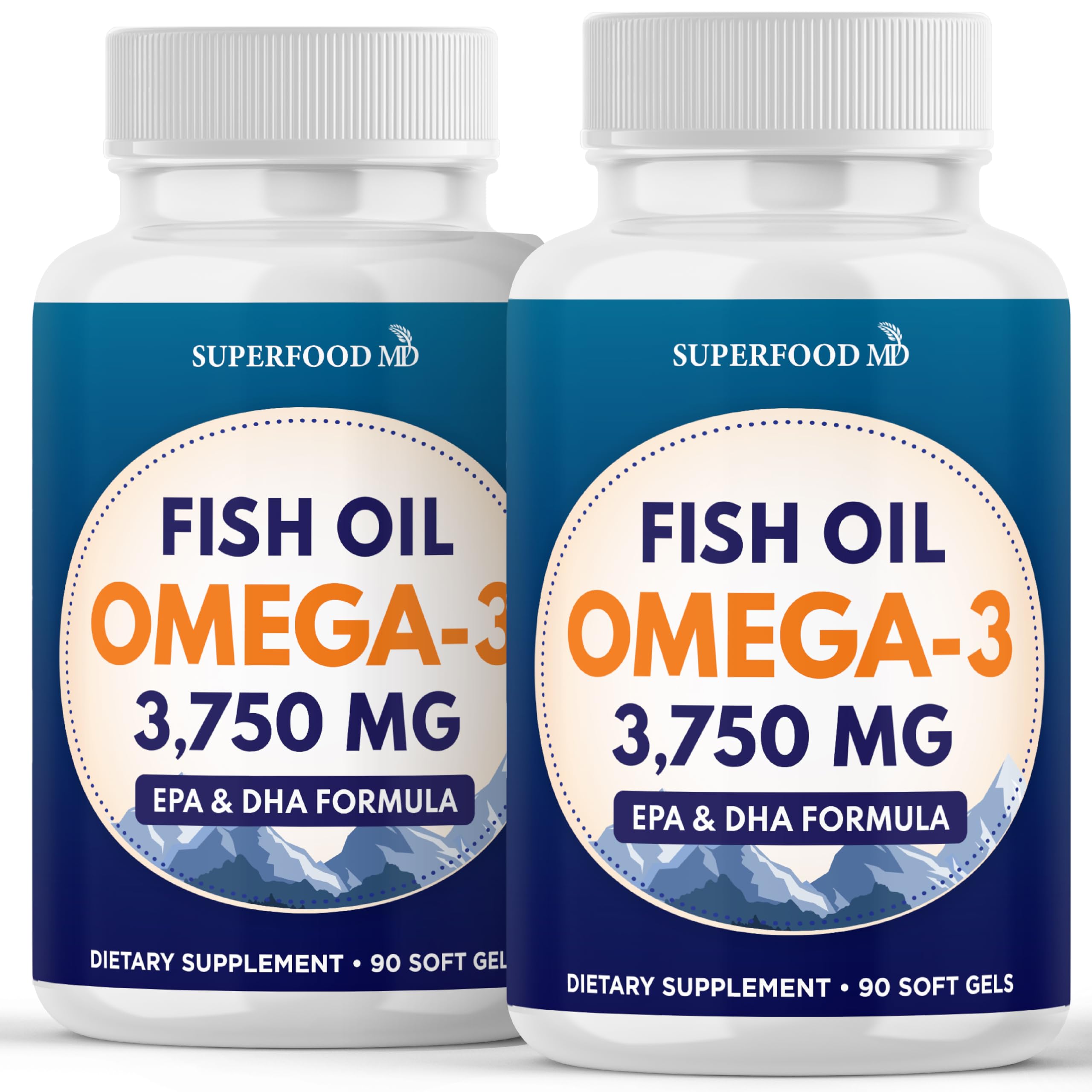 Superfood MD Triple Strength Omega3 bottle front view shows high omega content