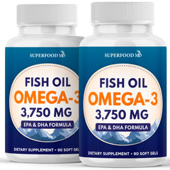 Superfood MD Triple Strength Omega3 bottle front view shows high omega content