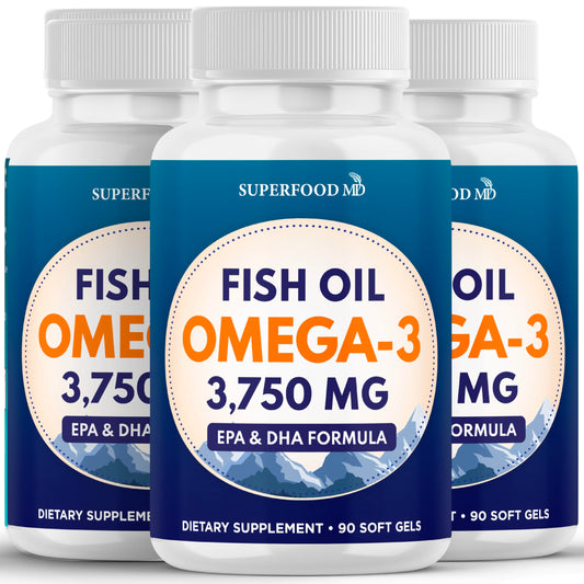 Superfood MD Triple Strength Omega3 bottle for high-potency daily support.