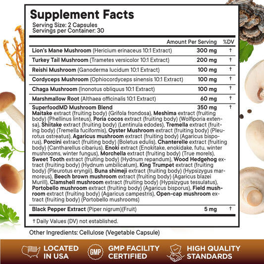 Superfood MD Turkey Tail capsules for daily wellness