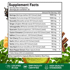 Superfood MD Turmeric Moringa capsules close-up highlighting nutrient blend