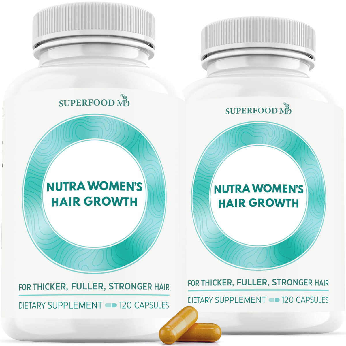 Superfood MD Women's Balance bottle front view showing packaging for hair support