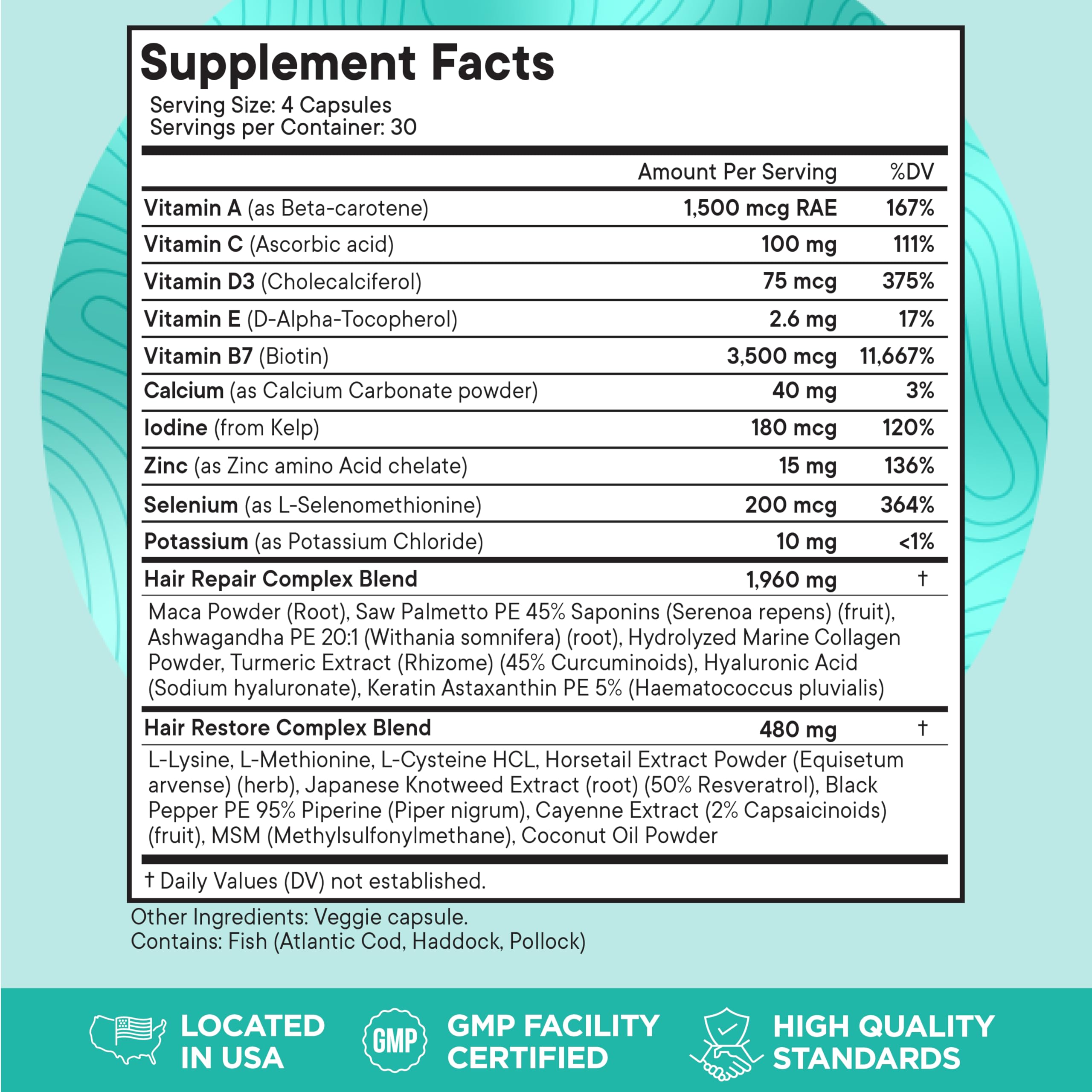 Close-up of Superfood MD Hair Growth capsules and nutrient complex