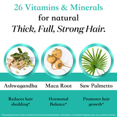 Dosage image showing daily capsule intake for hair support by Superfood MD