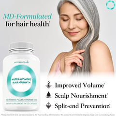 Close-up of the Women's Balance label highlighting key ingredients for hair health