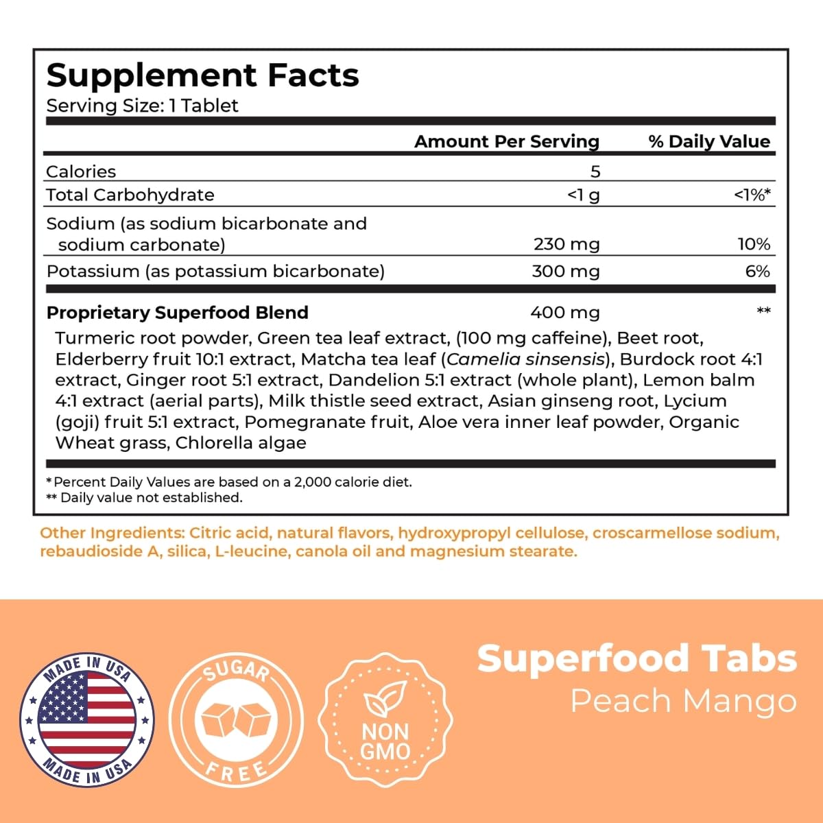 Superfood Tabs glass with fizz emphasizes a light, sugar-free indulgence.