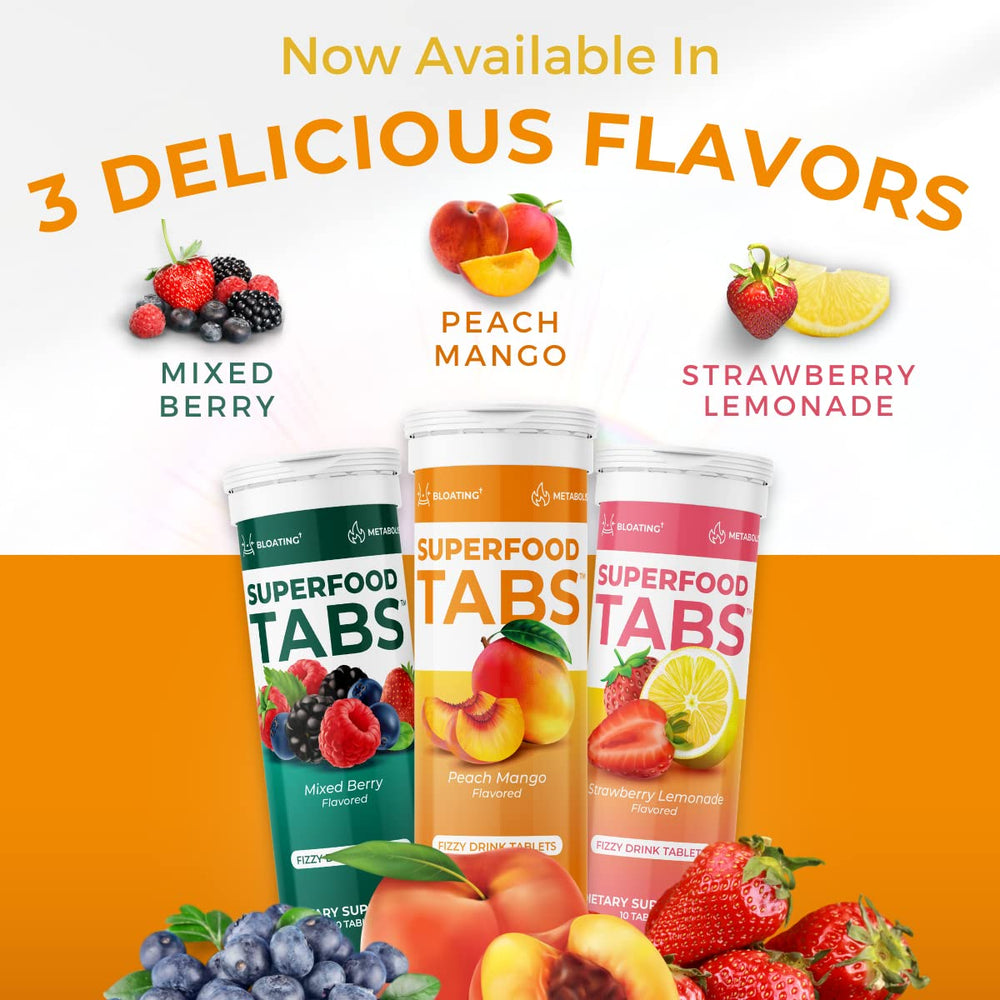 Superfood Tabs bottle shows Made in USA quality for safety-conscious shoppers.
