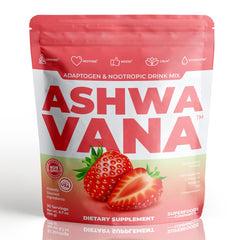 Superfoods Company Ashwavana Zen Relax bottle being poured for natural calm and focus.