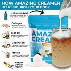 Amazing Creamer swirls into coffee for a vanilla, sugar-free boost.