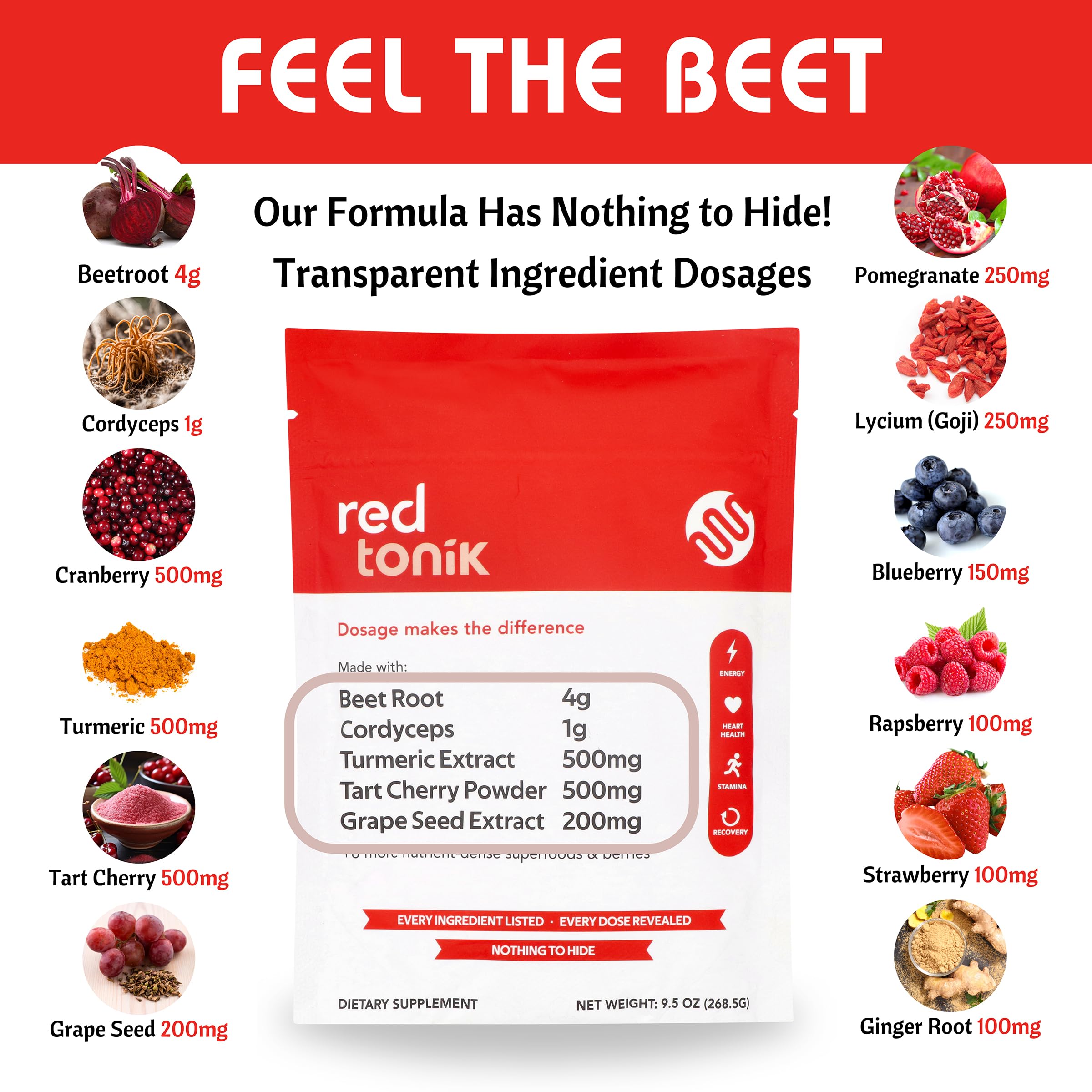 SUPERGREEN TONIK Berry flavor powder tub showing inviting color and label.