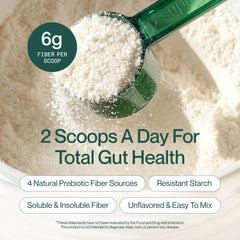 Foundational Daily Fiber Powder stirred into a smoothie for extra fiber