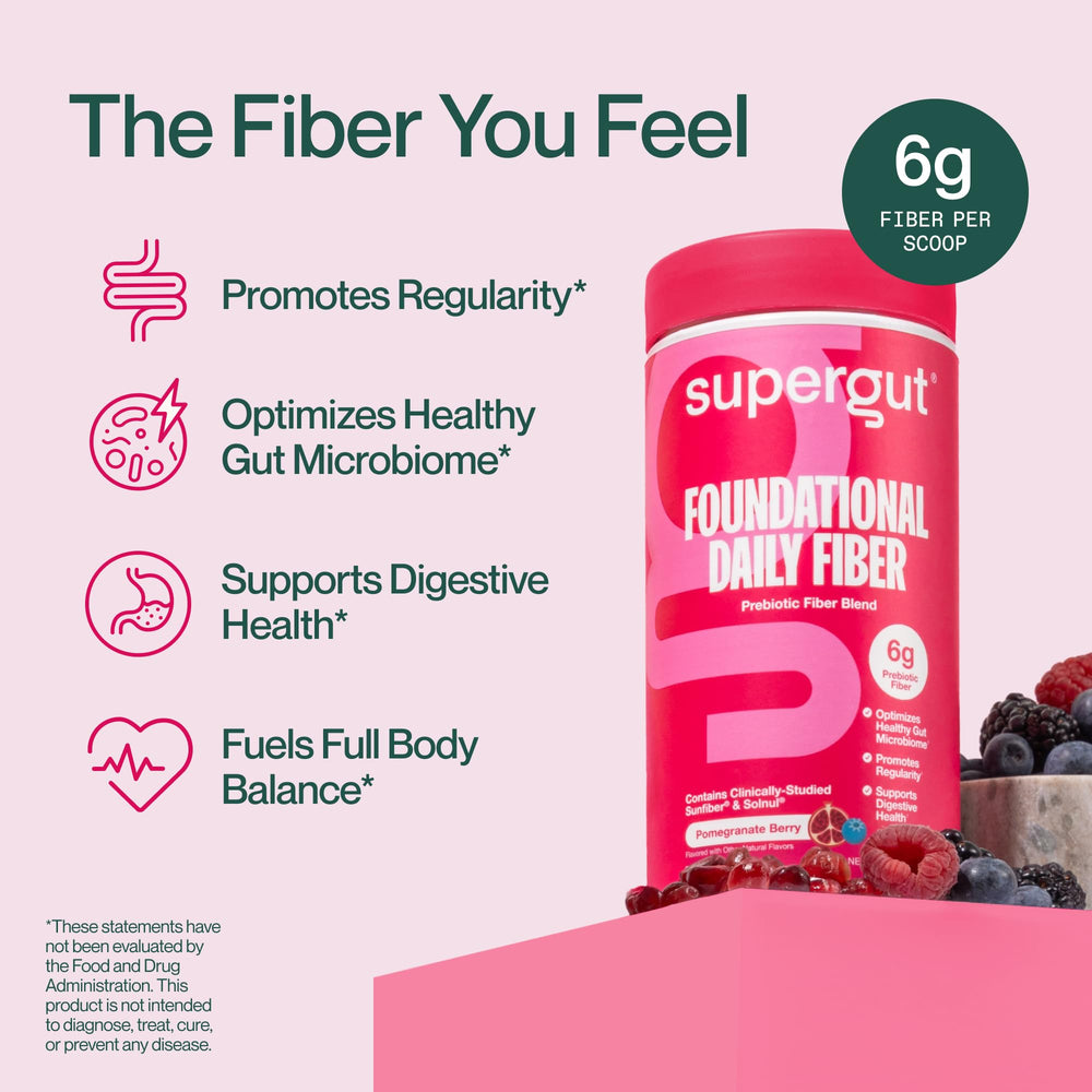 Scoop of Supergut Foundational Daily Fiber Powder for quick prebiotic boost