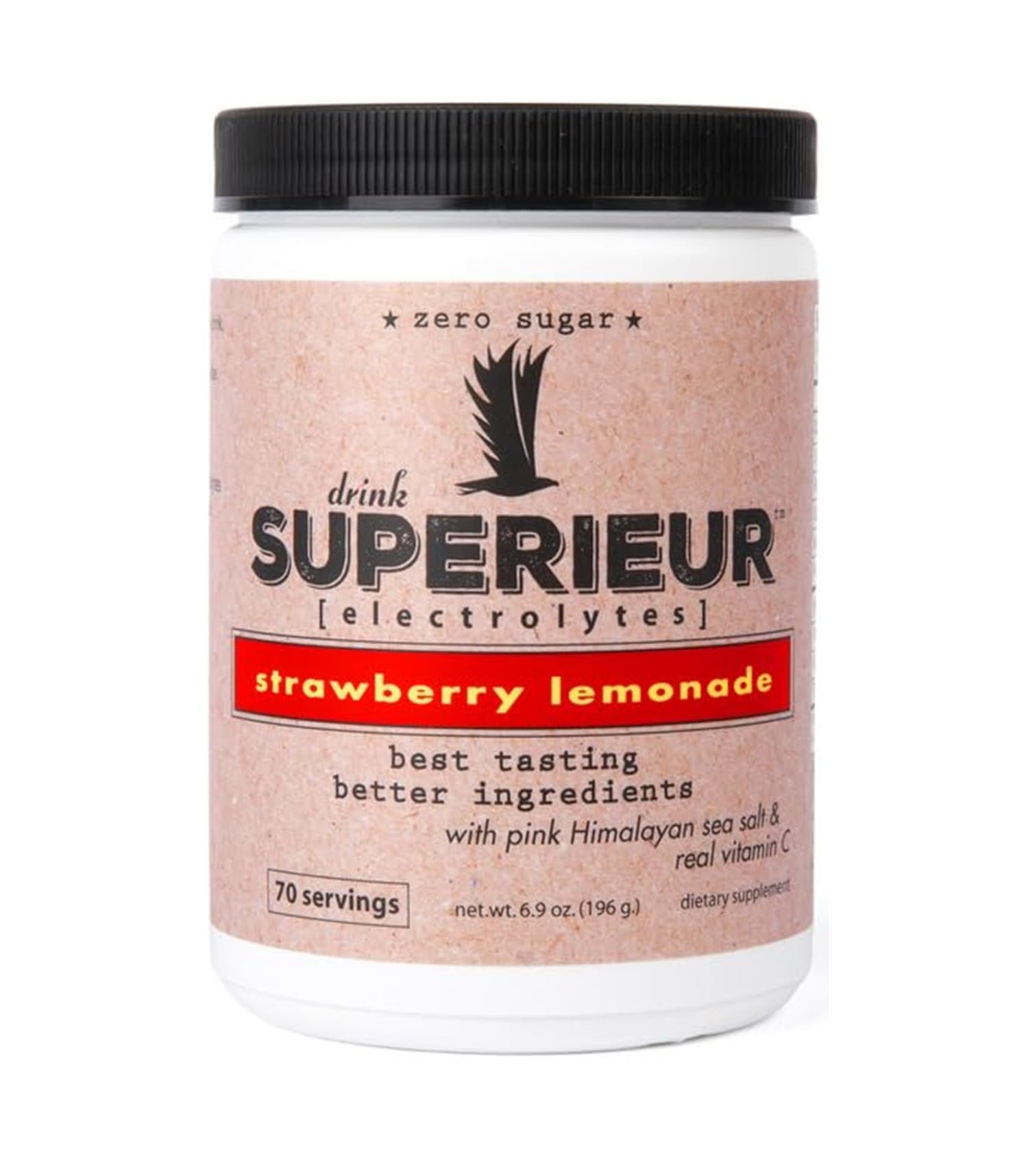 Superieur Electrolytes Stevia leaf extract shown as natural sweetener for zero sugar taste.